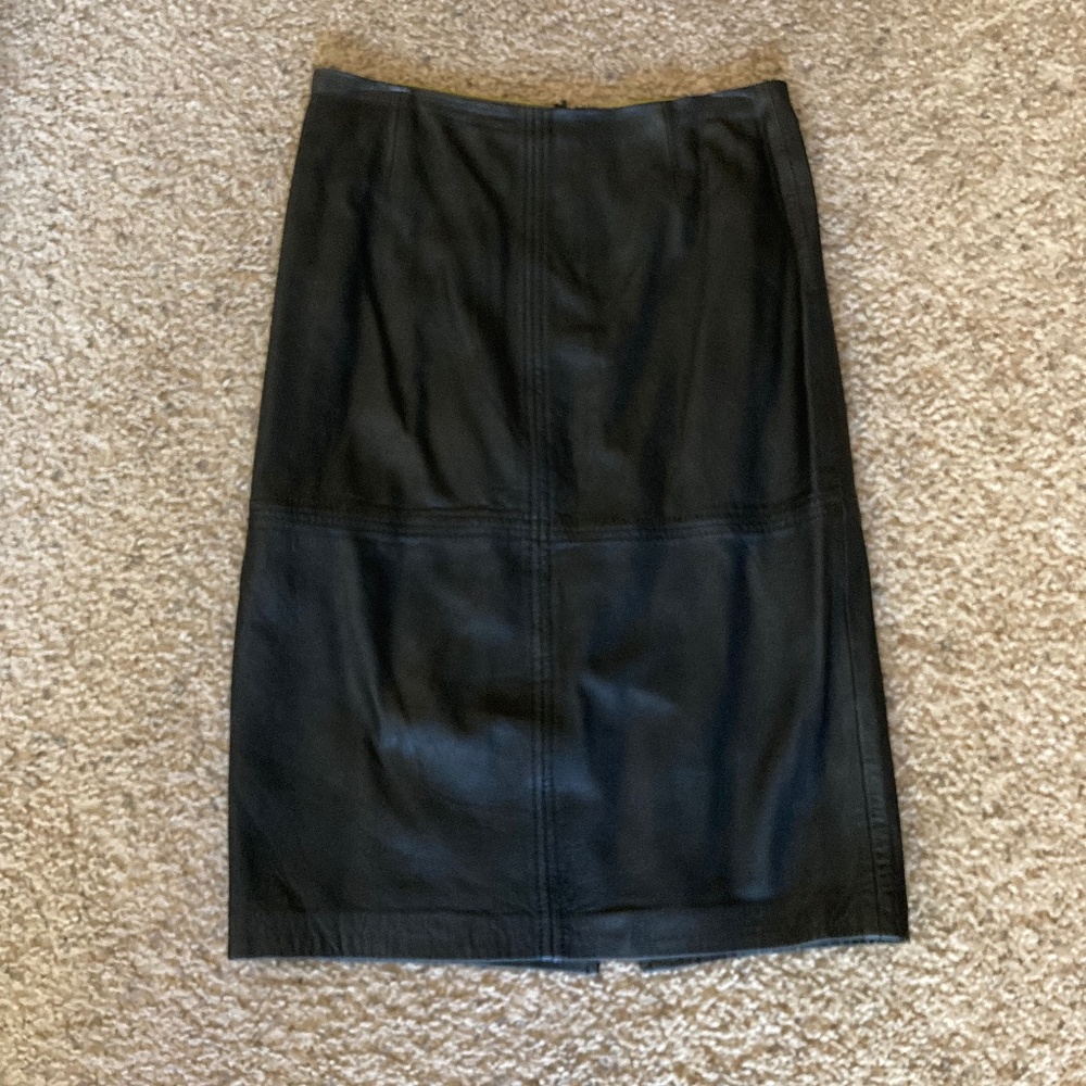 NBW Boden Black Leather Pencil Skirt Size 4
